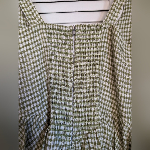 Reformation Daria Linen Mini Dress Avocado Green Gingham Check Size 4 - Picture 10 of 14